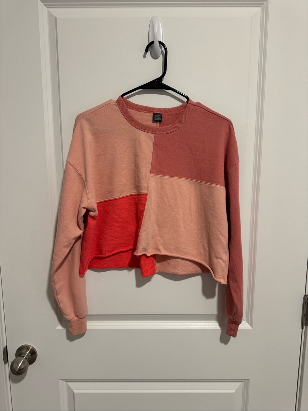 wild fable Colorblock Cropped Sweatshirt - Coral, Pink, Red